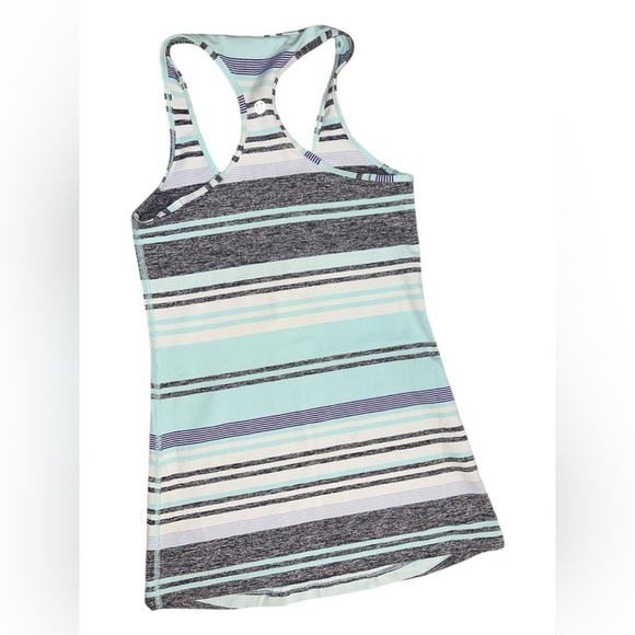 Lululemon Racerback Tank – Blue, White & Heathered Stripe – Size 4 - Picture 2 of 2